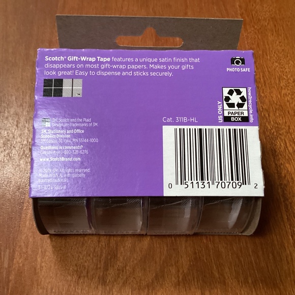 Scotch Gift-Wrap Tape Bundle New 4 rolls/pack= 8 rolls total - Picture 5 of 8